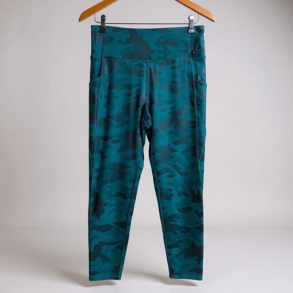 Marika Leggings Womens‎ XL Teal Camo High Rise Pocket Yoga Athletic Pants